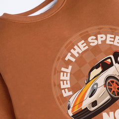 FEEL THE SPEED LIGHT BROWN COLOR BOYS LONG SLEEVE SWEAT-SHIRT