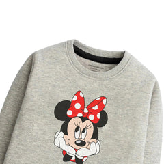 MINNIE JUNIOR GREY HEADER COLOR GIRLS LONG SLEEVE SWEAT-SHIRT