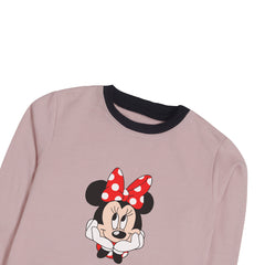 MINNIE 2 JUNIOR PINK HEADER COLOR GIRLS LONG SLEEVE SWEAT-SHIRT