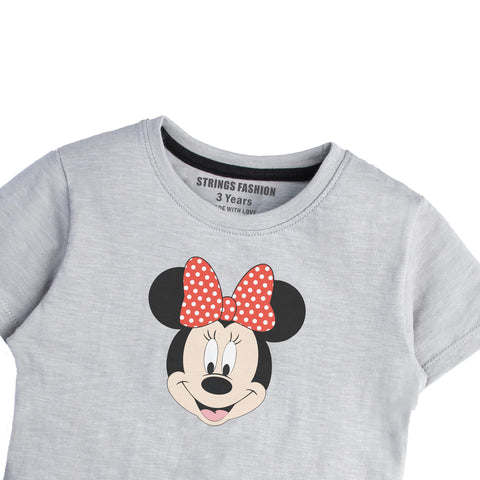 GREY PRINTED MINNIE JUNIOR CANARY GIRLS T.SHIRT