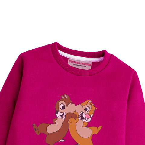 CHIP & DALE RED GIRLS LONG SLEEVE SWEAT-SHIRT