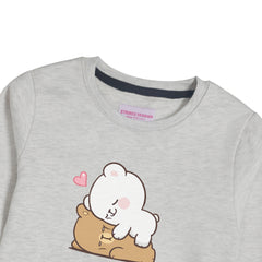 MILK & MOCHA GIRLS OATMEAL SHADE FLEECE SWEAT-SHIRT