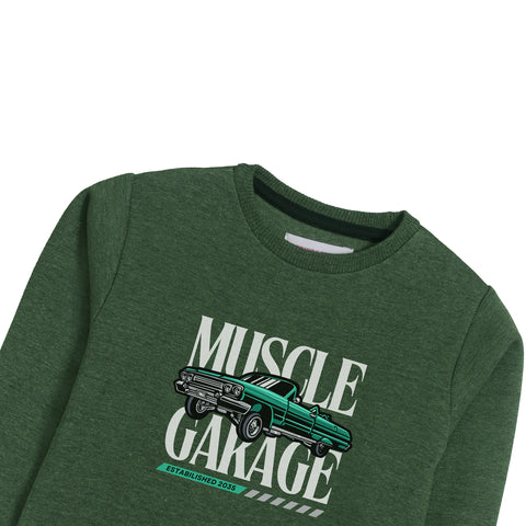 MUSCLE GARAGE SWEAT-SHIRT ARMY COLOR