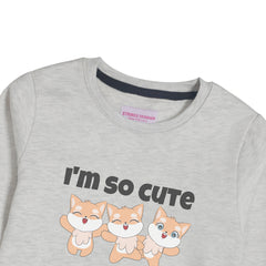 I'M SO CUTE GIRLS OATMEAL SHADE FLEECE SWEAT-SHIRT