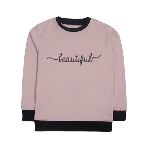 BEAUTIFUL JUNIOR PINK HEADER COLOR GIRLS LONG SLEEVE SWEAT-SHIRT