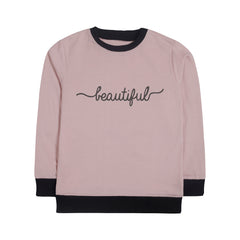 BEAUTIFUL JUNIOR PINK HEADER COLOR GIRLS LONG SLEEVE SWEAT-SHIRT