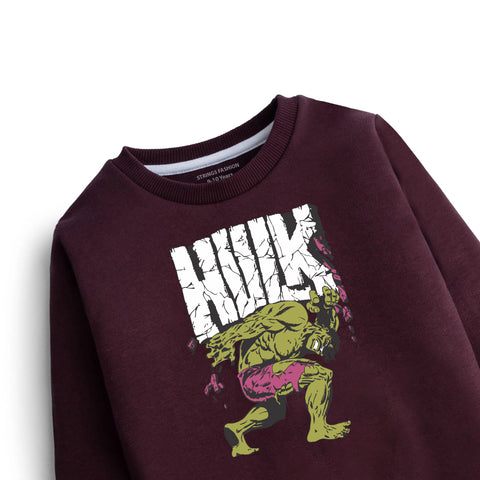 HULK JUNIOR MEHROON COLOR BOYS LONG SLEEVE SWEAT-SHIRT