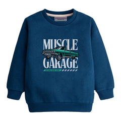 MUSCLE GARAGR NAVY BOYS LONG SLEEVE SWEAT-SHIRT