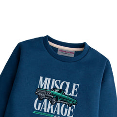 MUSCLE GARAGR NAVY BOYS LONG SLEEVE SWEAT-SHIRT