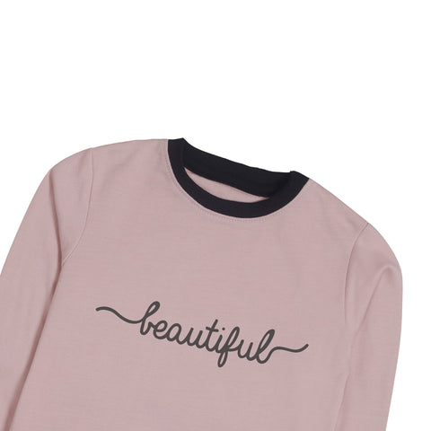 BEAUTIFUL JUNIOR PINK HEADER COLOR GIRLS LONG SLEEVE SWEAT-SHIRT