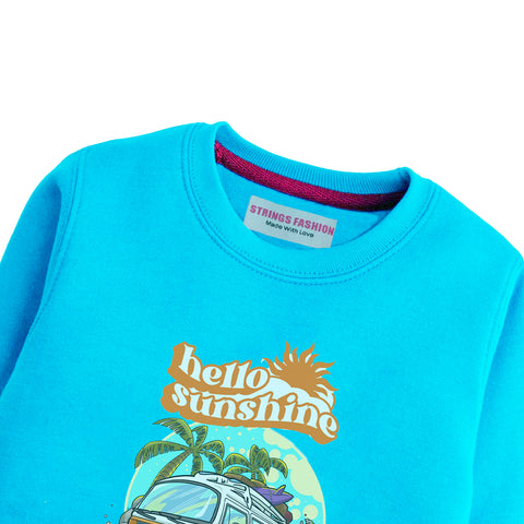 HELLO SUNSHINE SKY BLUE COLOR BOYS TERYY FABRIC SWEAT-SHIRT