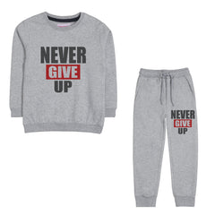 NEVER GIVE UP JUNIOR BOY GREY HEADER TRACK SUIT