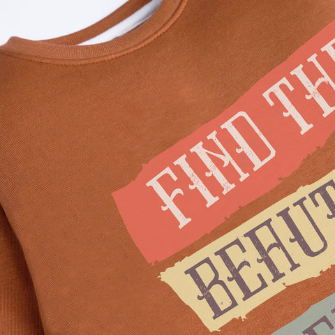 FIND THE BEAUTY LIGHT BROWN GIRLS LONG SLEEVE SWEAT-SHIRT
