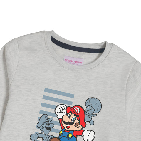 SUPER MARIO OATMEAL BOYS LONG SLEEVE SWEAT-SHIRT
