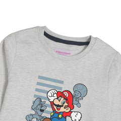 SUPER MARIO OATMEAL BOYS LONG SLEEVE SWEAT-SHIRT