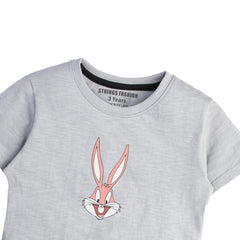 GREY PRINTED BUNNY GIRLS T.SHIRT