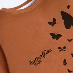 BUTTERFLIES LIGHT BROWN GIRLS LONG SLEEVE SWEAT-SHIRT