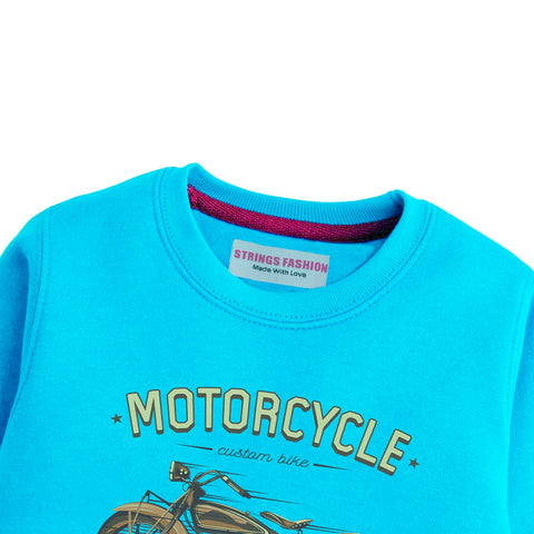MOTORCYCLE SKY BLUE COLOR BOYS TERYY FABRIC SWEAT-SHIRT