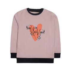 HEART JUNIOR PINK HEADER COLOR GIRLS LONG SLEEVE SWEAT-SHIRT