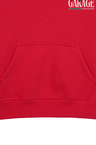 MUSCLE GARAGE RED BOYS FLEECE HOODIE