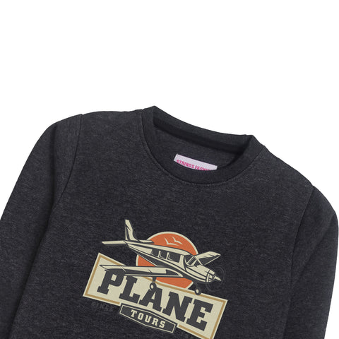 PLANE CHARCOAL BOYS LONG SLEEVE SWEAT-SHIRT