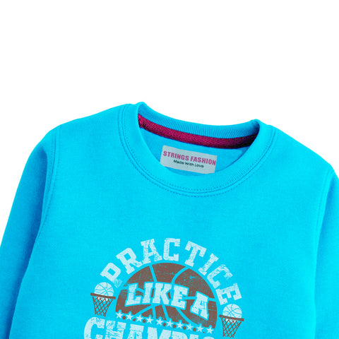 CHAMPION SKY BLUE COLOR BOYS TERYY FABRIC SWEAT-SHIRT