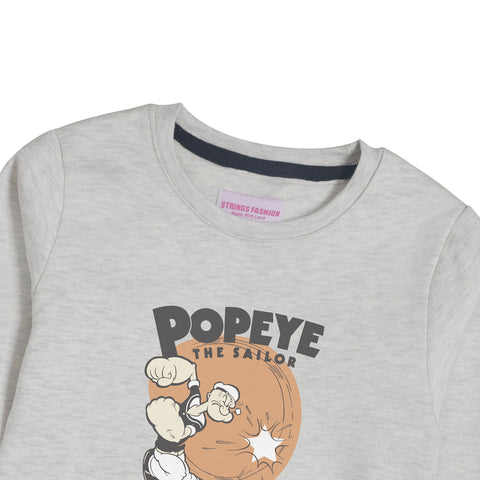 POPEYE OATMEAL BOYS LONG SLEEVE SWEAT-SHIRT