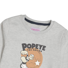 POPEYE OATMEAL BOYS LONG SLEEVE SWEAT-SHIRT