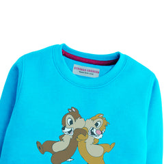 CHIP & DALE GIRLS SKY BLUE SHADE FLEECE SWEAT-SHIRT