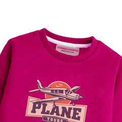 PLANE RED COLOR BOYS LONG SLEEVE SWEAT-SHIRT