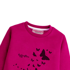 BUTTERFLIES RED GIRLS LONG SLEEVE SWEAT-SHIRT