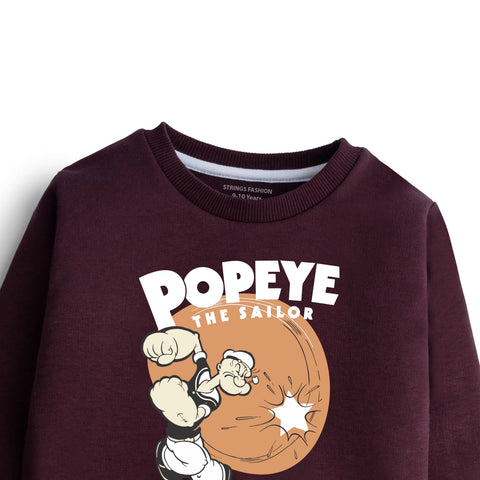 POPEYE JUNIOR MEHROON COLOR BOYS LONG SLEEVE SWEAT-SHIRT