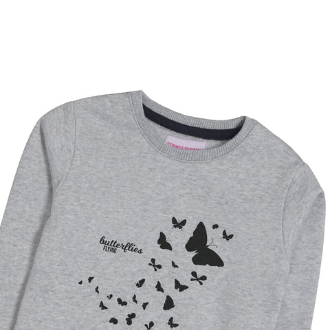 BUTTERFLIES JUNIOR GIRLS GREY HEADER COLOR FLEECE TRACK SUIT