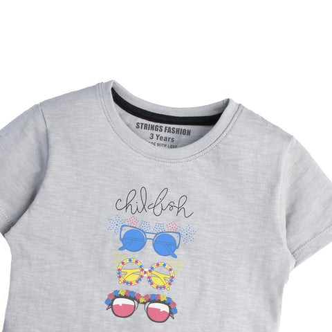 GREY PRINTED CHILLIUM GIRLS T.SHIRT