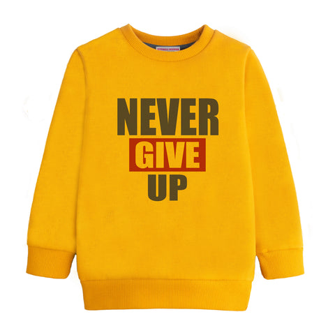 NEVER GIVE UP GIRLS ORANGE SHADE FLEECE SWEAT SHIRT-SHIRT