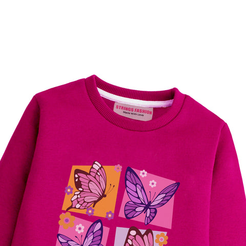 FOUR BUTTERFLIES RED GIRLS LONG SLEEVE SWEAT-SHIRT