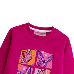 FOUR BUTTERFLIES RED GIRLS LONG SLEEVE SWEAT-SHIRT
