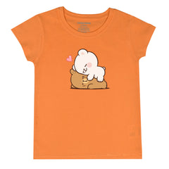 ORANGE PRINTED MILK & MOCHA JUNIOR CANARY GIRLS T.SHIRT