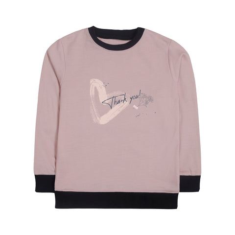 Digital Printed Junior Pink Header Color Girls Long Sleeve Sweat-Shirt