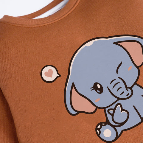 BABY ELEPHANT LIGHT BROWN GIRLS LONG SLEEVE SWEAT-SHIRT