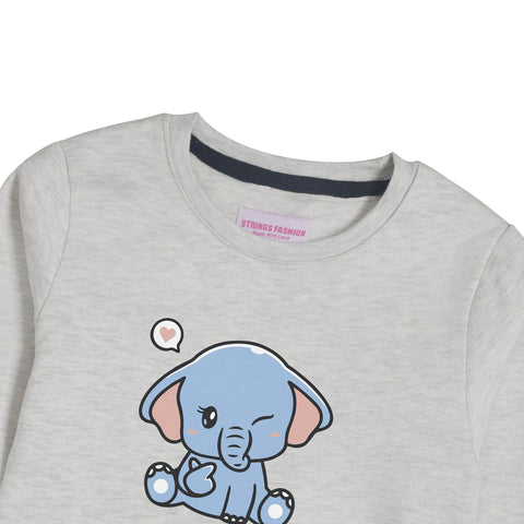 BABY ELEPHANT GIRLS OATMEAL SHADE FLEECE SWEAT-SHIRT