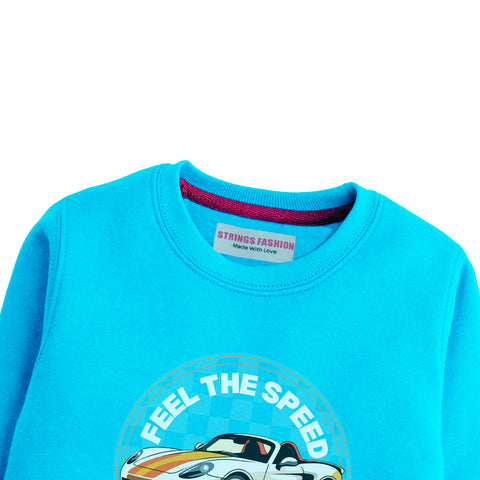 Feel The Speed Sky Blue Color Boys TERYY FABRIC Sweat-Shirt