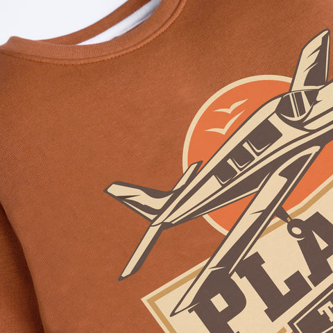 PLANE LIGHT BROWN COLOR BOYS LONG SLEEVE SWEAT-SHIRT
