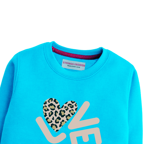 LOVE GIRLS SKY BLUE SHADE TERYY FABRIC SWEAT-SHIRT