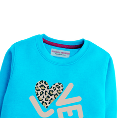 LOVE GIRLS SKY BLUE SHADE FLEECE SWEAT-SHIRT
