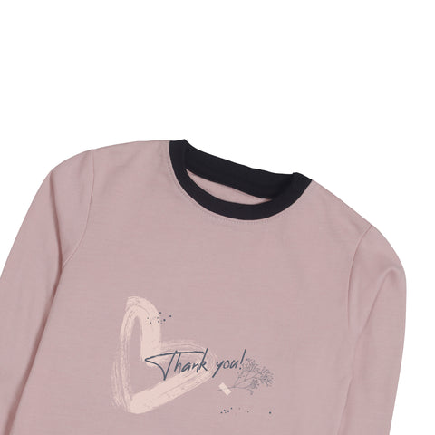 Digital Printed Junior Pink Header Color Girls Long Sleeve Sweat-Shirt