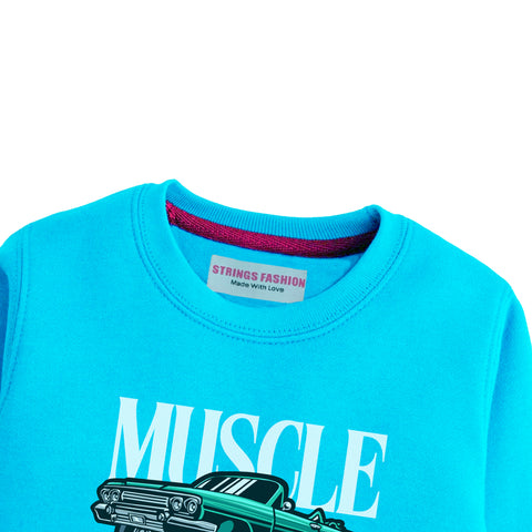 MUSCLE GARAGE SKY BLUE COLOR BOYS TERYY FABRIC SWEAT-SHIRT