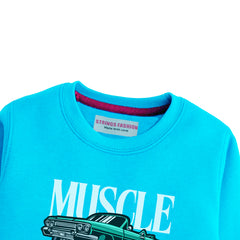 MUSCLE GARAGE SKY BLUE COLOR BOYS LONG SLEEVE SWEAT-SHIRT