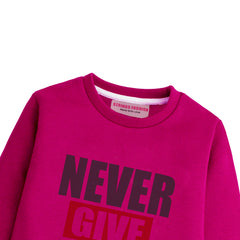 NEVER GIVE UP RED GIRLS LONG SLEEVE SWEAT-SHIRT