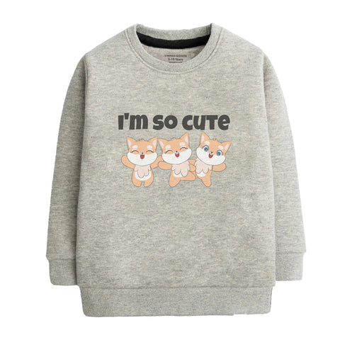 I'M SO CUTE JUNIOR GREY HEADER COLOR GIRLS LONG SLEEVE SWEAT-SHIRT
